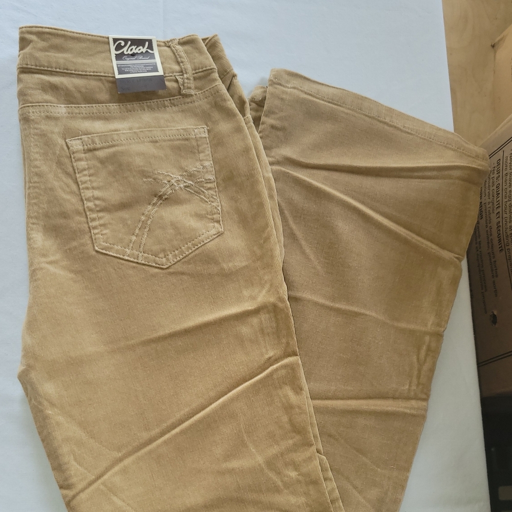 Women's Tan Corduroy Pants With Bootcut And Stretch